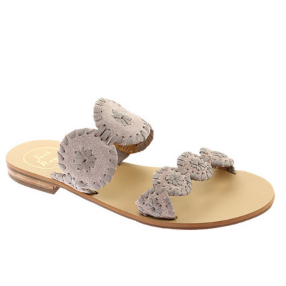 JACK ROGERS Leather Whipstitch Slide Sandals Size 7 NWT
